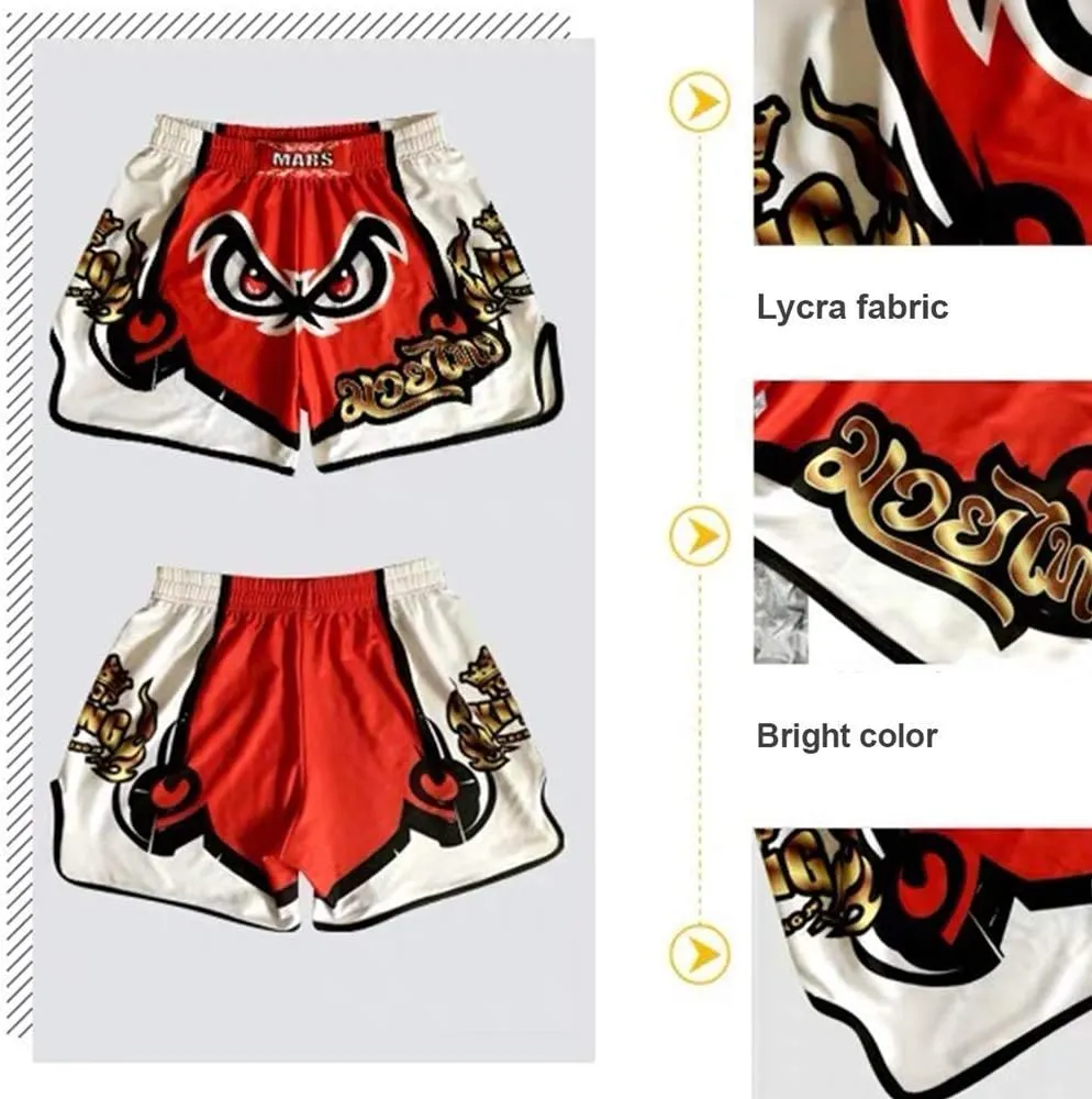 O2TEE Wolf Skull Muay Thai Shorts Combat Fight MMA Boxer Boxing Trunks