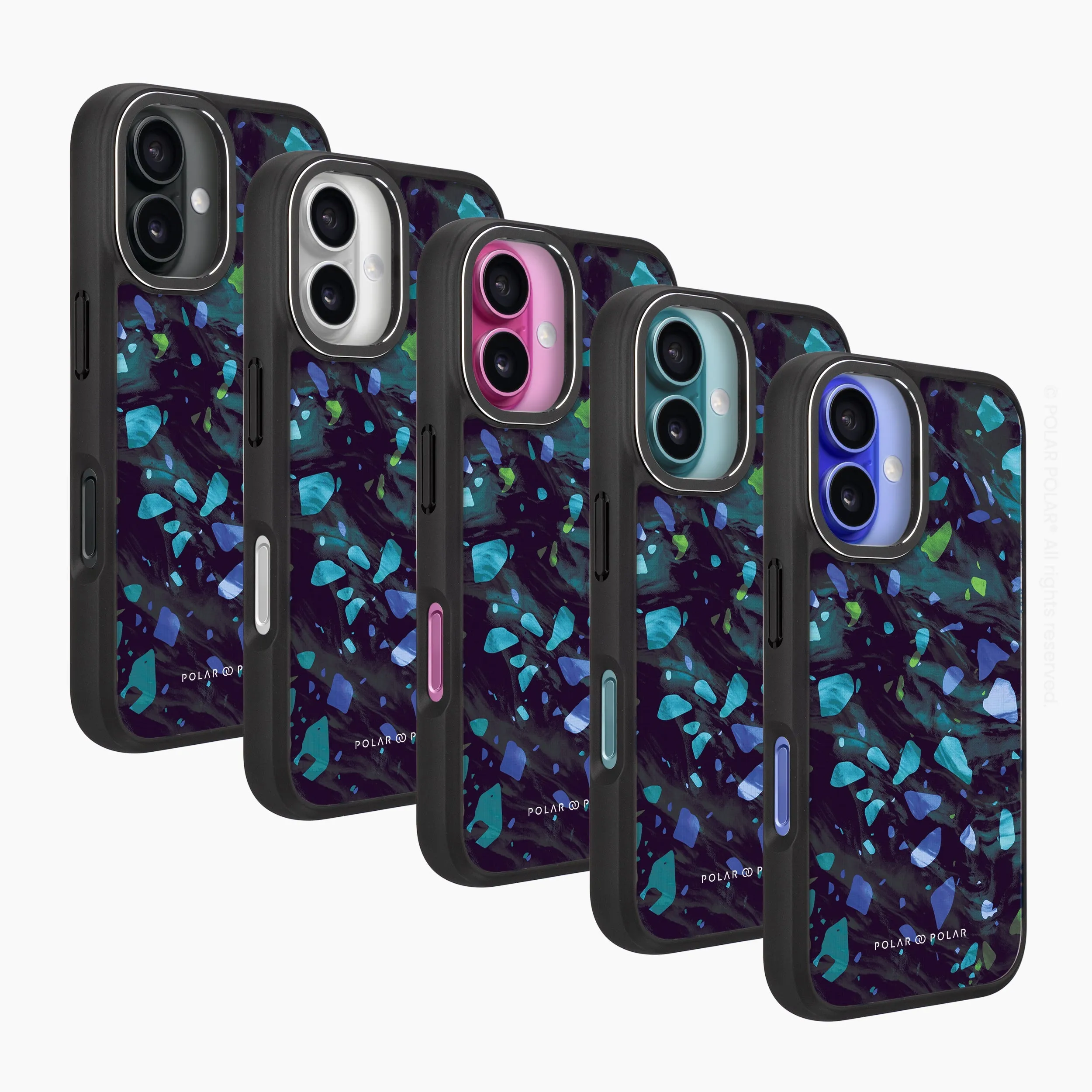 Ocean Terrazzo Gem - iPhone 16 Plus Frosted Black Bumper MagSafe Case