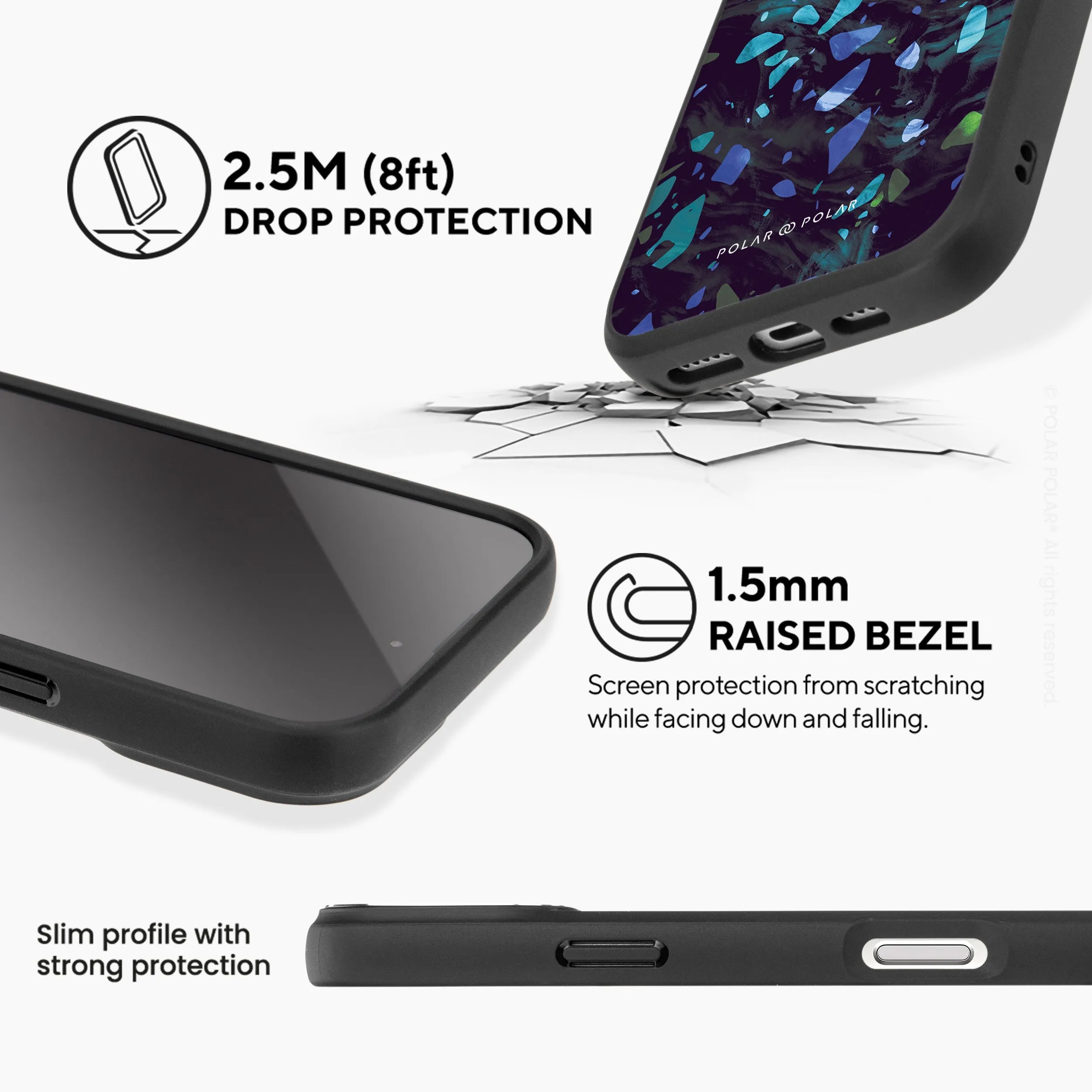 Ocean Terrazzo Gem - iPhone 16 Plus Frosted Black Bumper MagSafe Case