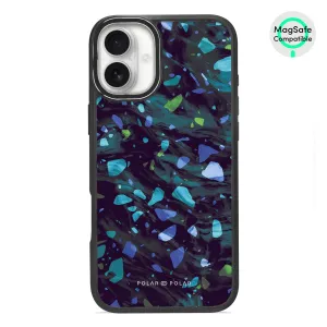 Ocean Terrazzo Gem - iPhone 16 Plus Frosted Black Bumper MagSafe Case