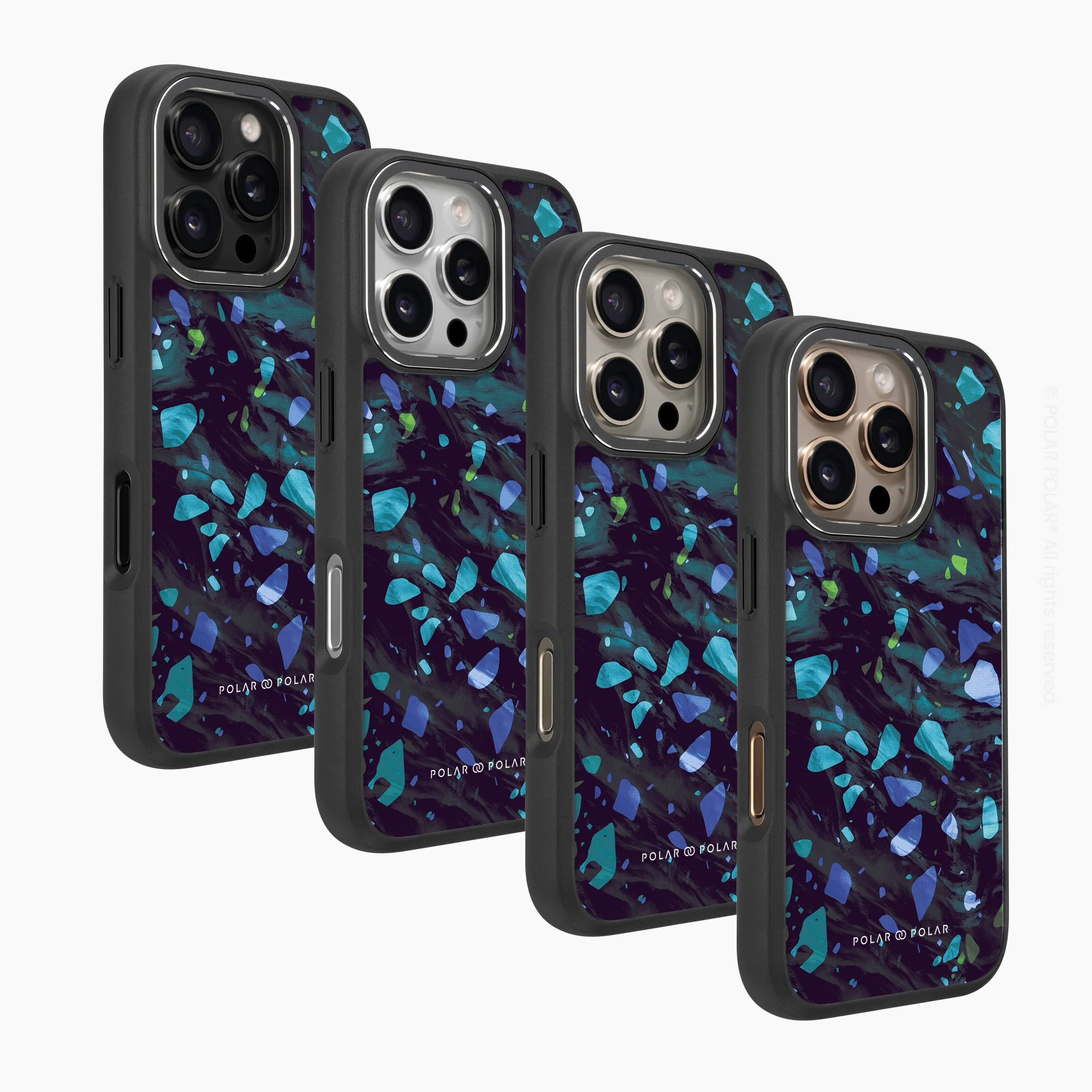 Ocean Terrazzo Gem - iPhone 16 Pro Frosted Black Bumper MagSafe Case
