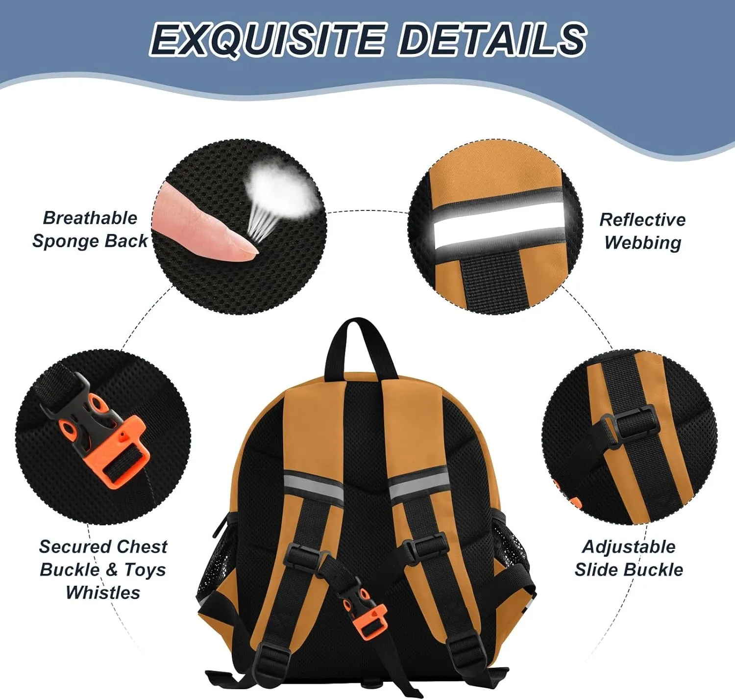 Ocher Lightweight Medium Backpack Leash for Baby Little Kids, Toddler School Backpack