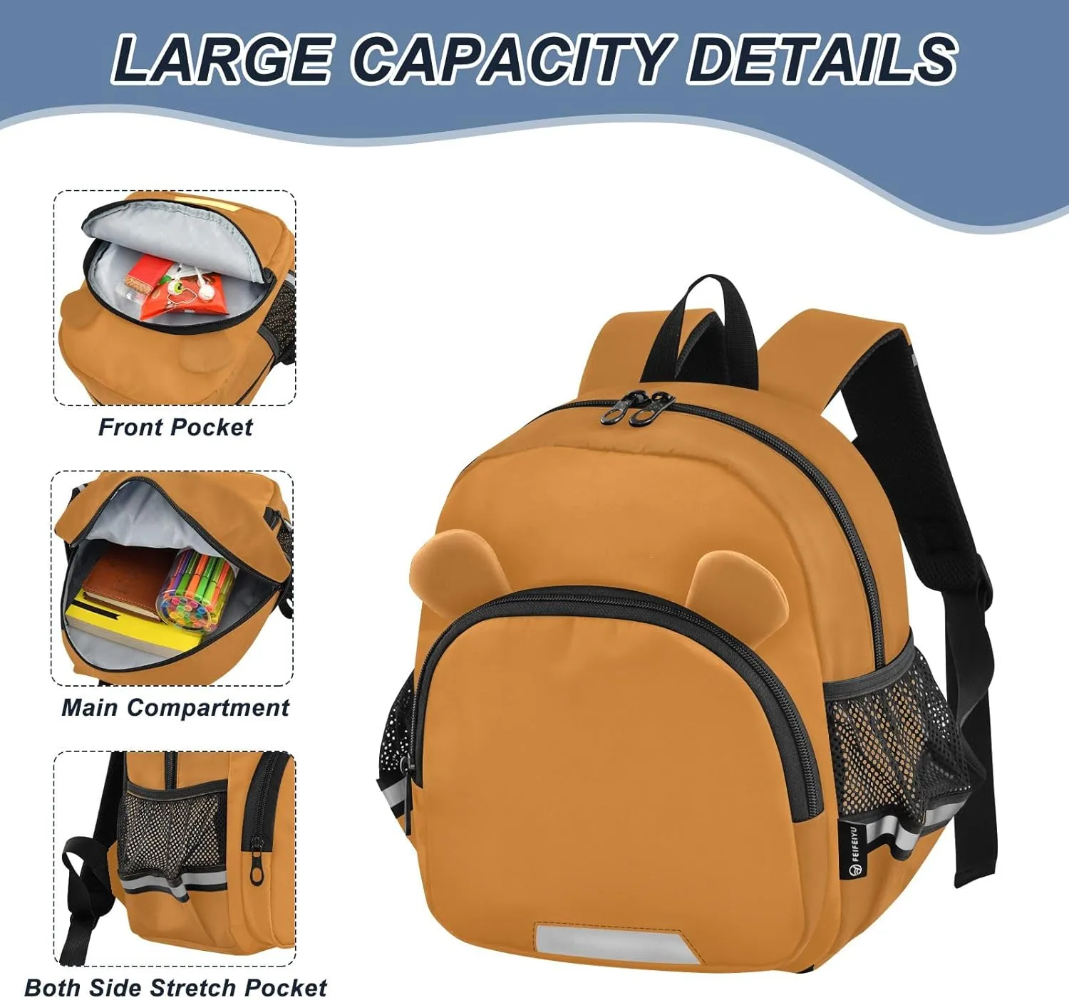 Ocher Lightweight Medium Backpack Leash for Baby Little Kids, Toddler School Backpack