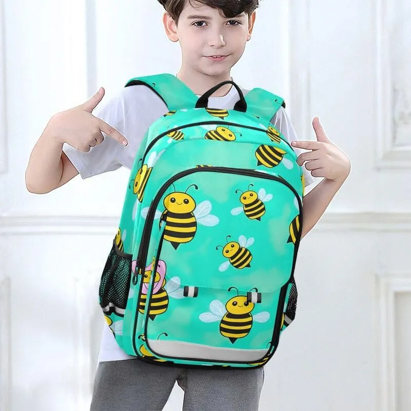 ODAWA Cute Bees School Back Pack Casual Daypack for Travel with Bottle Side Pockets Girls Boys Backpack