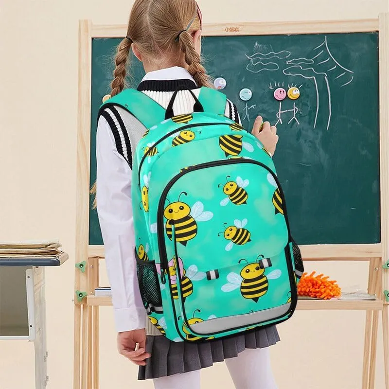 ODAWA Cute Bees School Back Pack Casual Daypack for Travel with Bottle Side Pockets Girls Boys Backpack