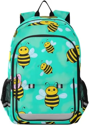 ODAWA Cute Bees School Back Pack Casual Daypack for Travel with Bottle Side Pockets Girls Boys Backpack