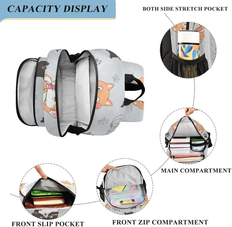 ODAWA Cute Cartoon Cats Poses Bags for School Laptop Backpack Purse Travel Bag Girls Boys Backpack