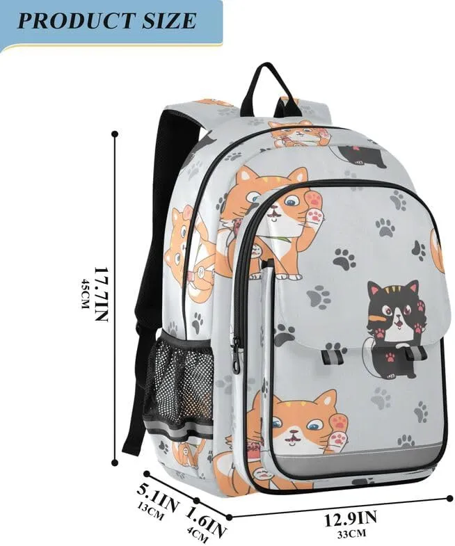 ODAWA Cute Cartoon Cats Poses Bags for School Laptop Backpack Purse Travel Bag Girls Boys Backpack
