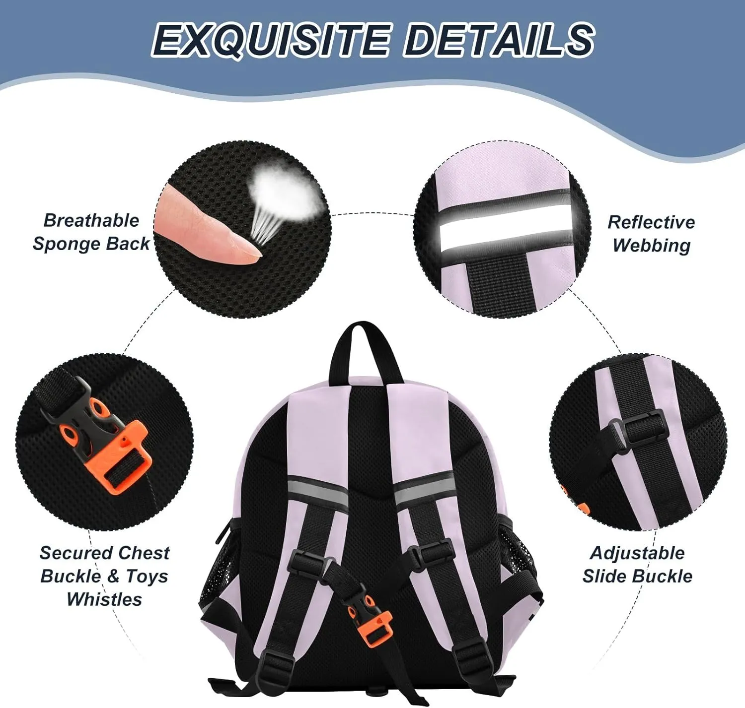 ODAWA Pail Lilac Backpacks for Kids with 3D Animal Ears, Lightweight and Safe Toddler Backpack for Girls
