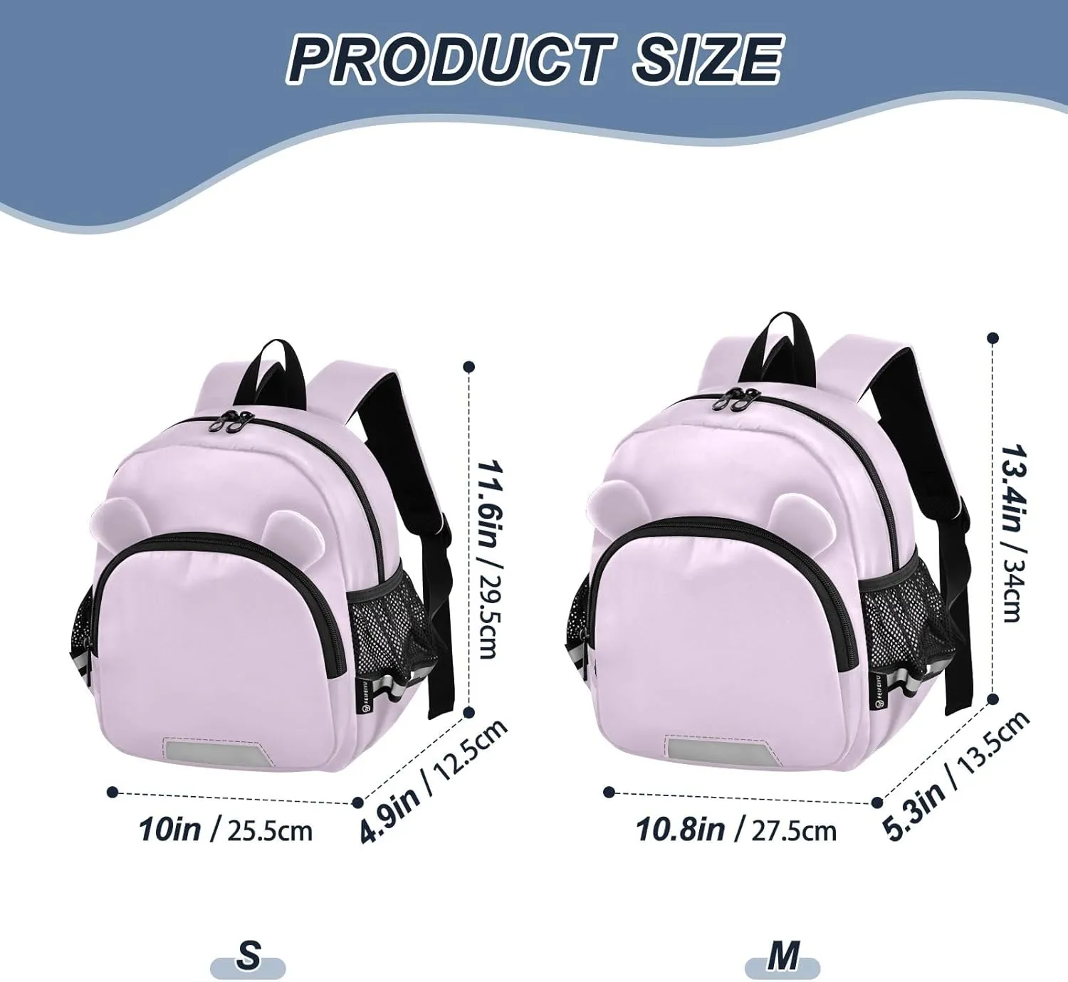 ODAWA Pail Lilac Backpacks for Kids with 3D Animal Ears, Lightweight and Safe Toddler Backpack for Girls