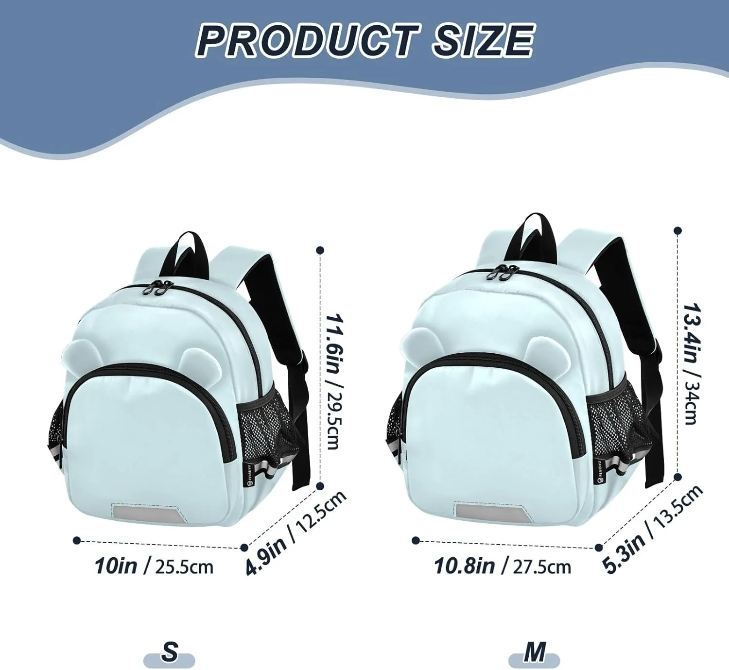 ODAWA Pale Blue Preschool Toddler Leash Backpack, Backpack for Kids with Cute Animal Ears