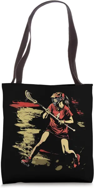Oldschool Lacrosse Girl Outdoor Sport Tote Bag