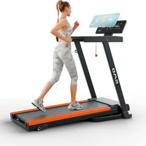 OMA Treadmill with Incline, Treadmills for Home with 300 lb Capacity, Portable Treadmill for Home Office, Compact Walking Running Treadmill with Wide Belt, LED Display, Pulse Sensors