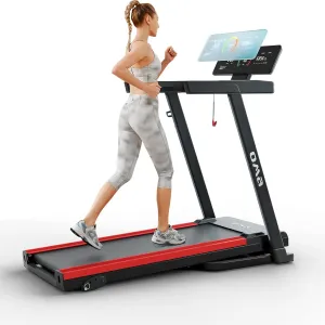 OMA Treadmill with Incline, Treadmills for Home with 300 lb Capacity, Portable Treadmill for Home Office, Compact Walking Running Treadmill with Wide Belt, LED Display, Pulse Sensors