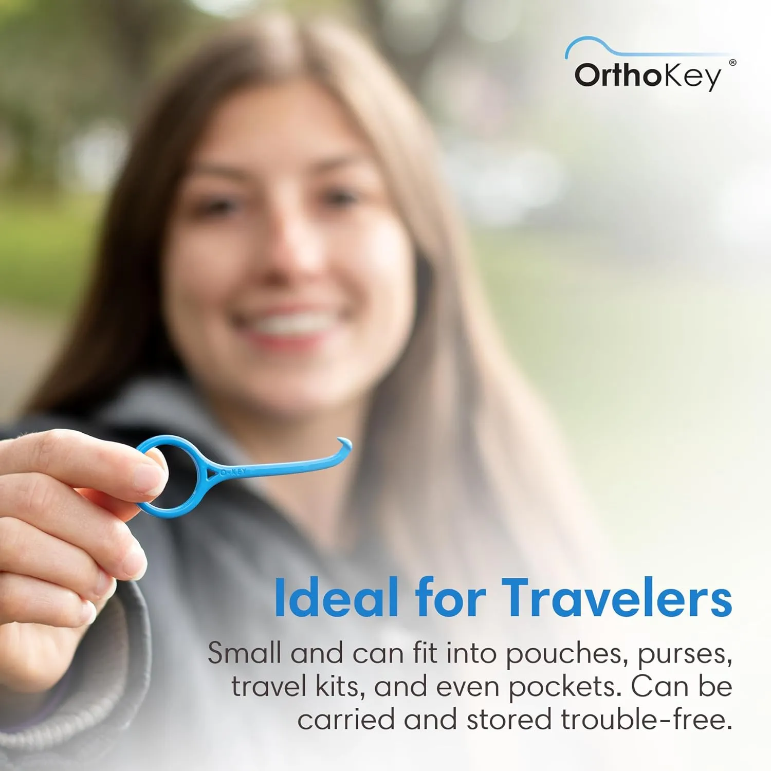 OrthoKey Clear Aligner Removal Tool - Dental Grade Invisalign Remover for Invisible Braces, Retainers, and Aligners, Blue (4-Pack)