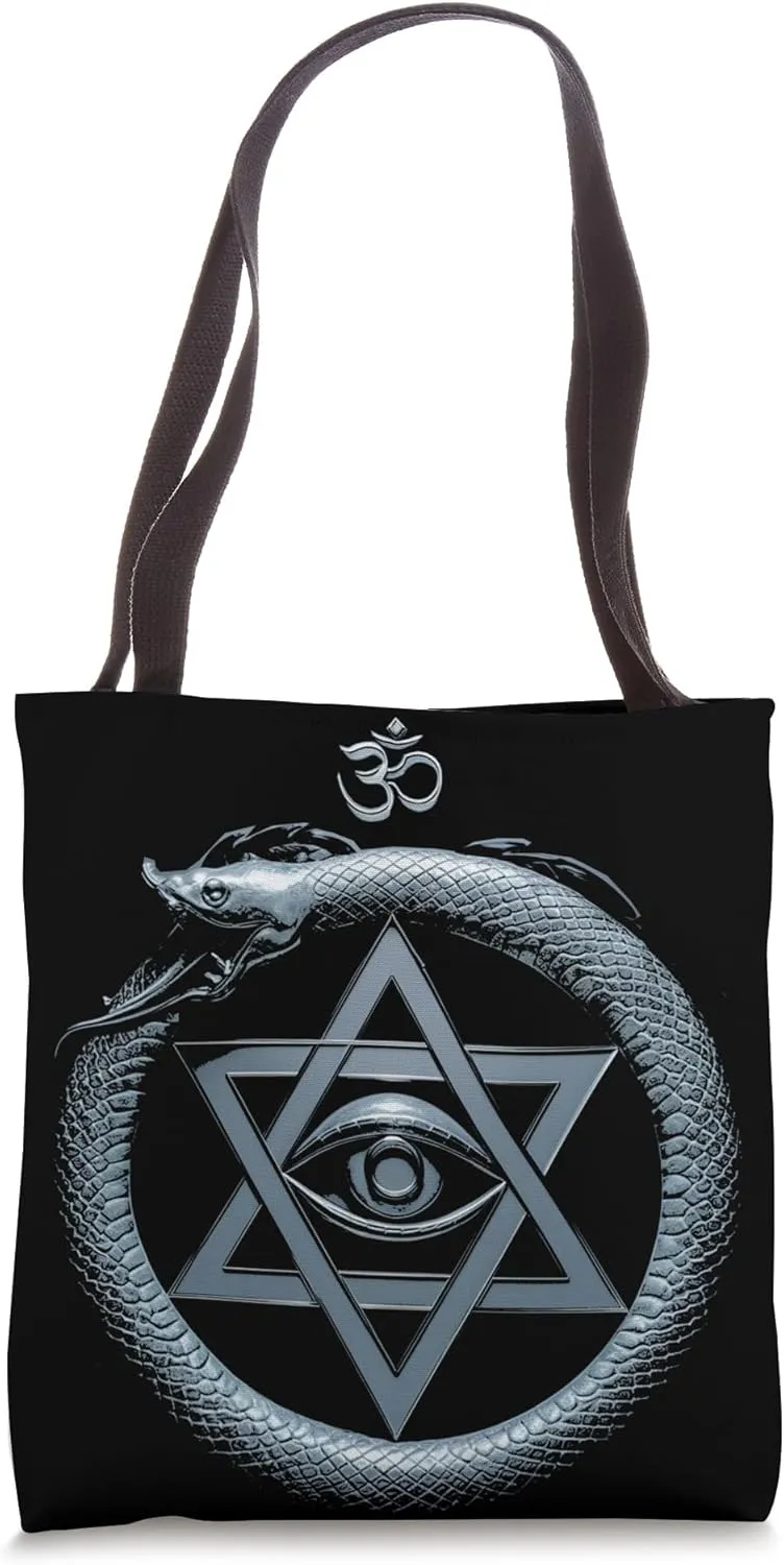 Ouroboros Hexagram Serpent Dragon OM Self Realization Tote Bag