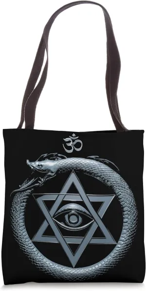 Ouroboros Hexagram Serpent Dragon OM Self Realization Tote Bag
