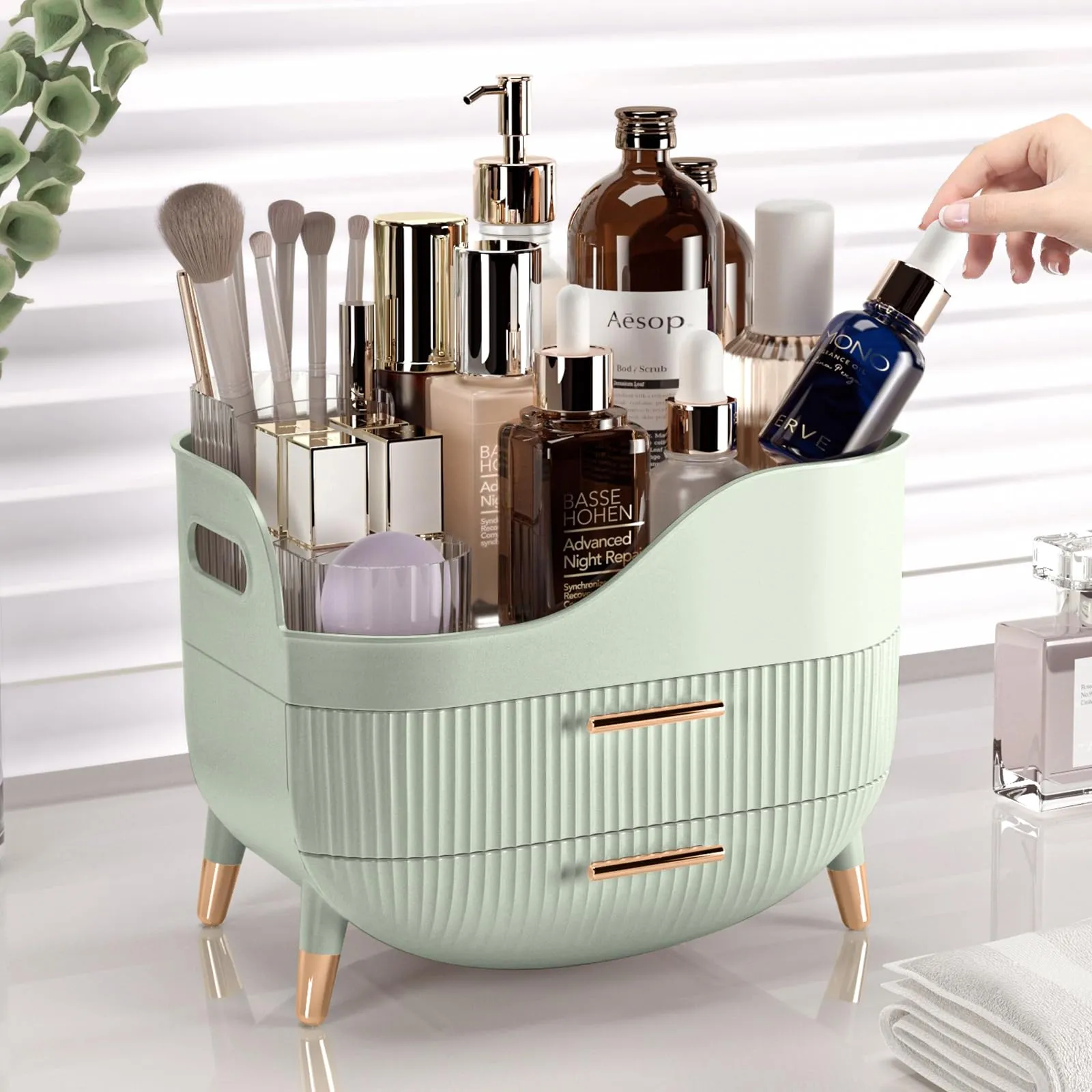 Pajiriona Makeup Organizer with Drawers,Skincare Organizer for Vanity,Storage Box with Handle,Large Cosmetic Display case for Dresser, Bathroom Countertop