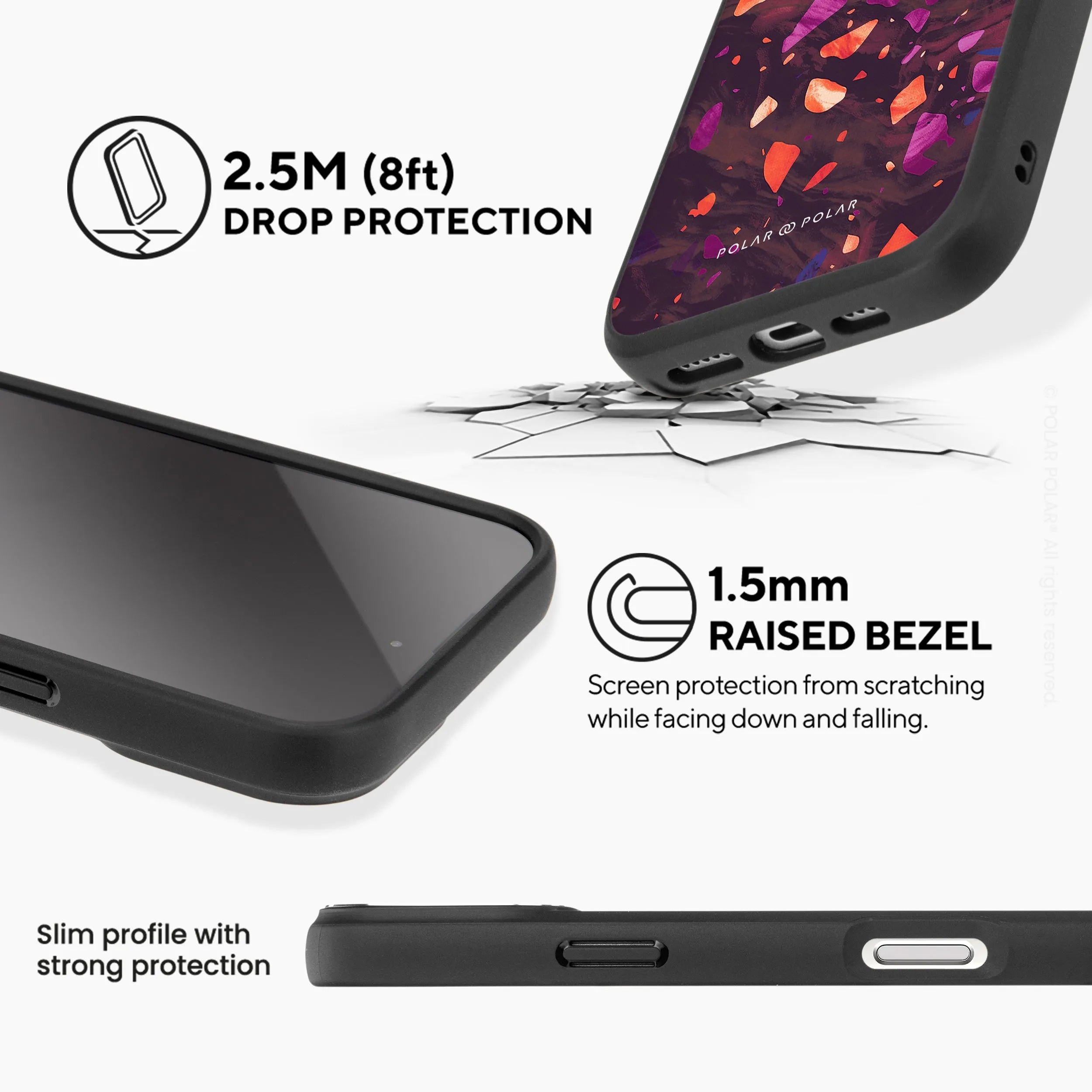 Paprika Terrazzo Gem - iPhone 16 Frosted Black Bumper MagSafe Case