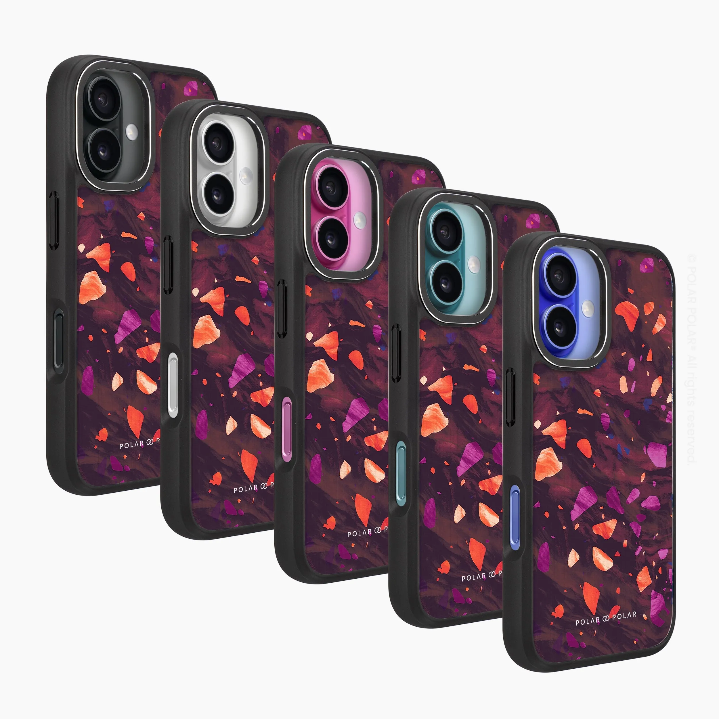 Paprika Terrazzo Gem - iPhone 16 Frosted Black Bumper MagSafe Case