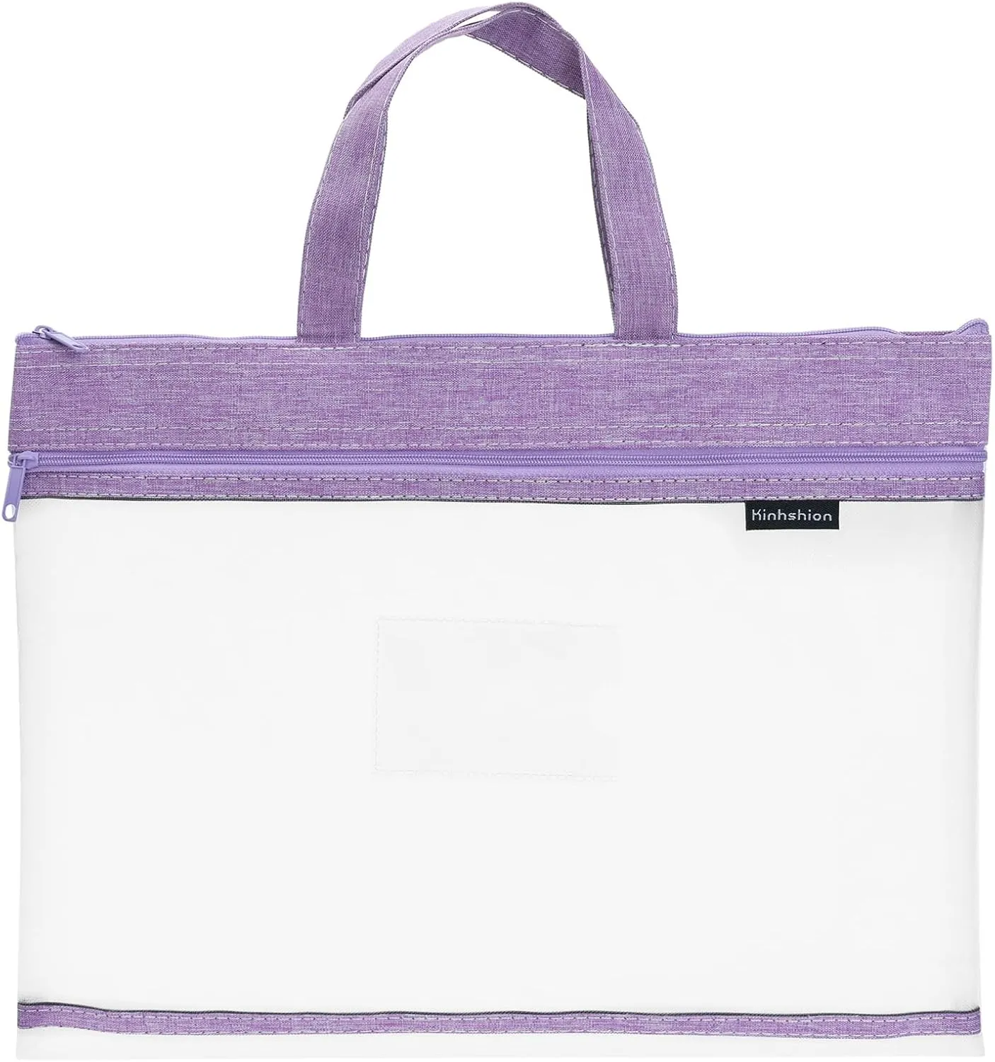 PATIKIL Nylon Document Bag with Handle Mesh Transparent Handbag Paper File Tote Pouch for Office, Purple