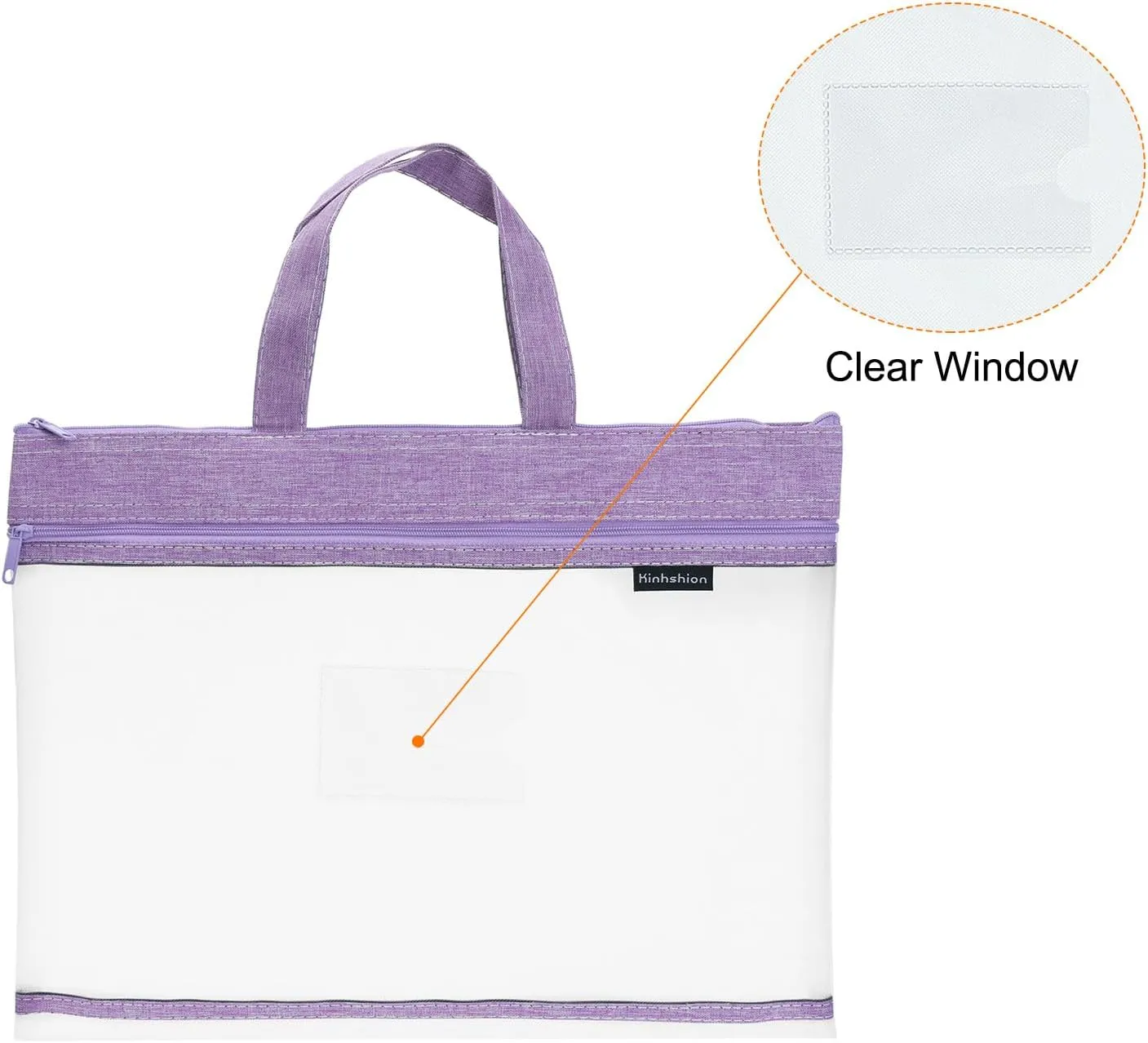 PATIKIL Nylon Document Bag with Handle Mesh Transparent Handbag Paper File Tote Pouch for Office, Purple