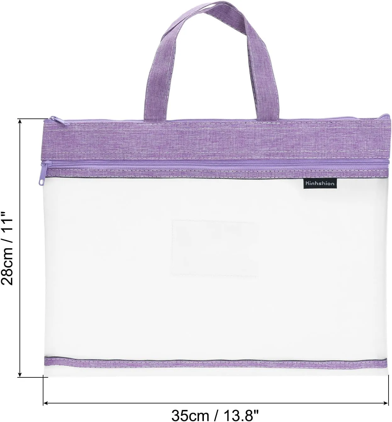 PATIKIL Nylon Document Bag with Handle Mesh Transparent Handbag Paper File Tote Pouch for Office, Purple