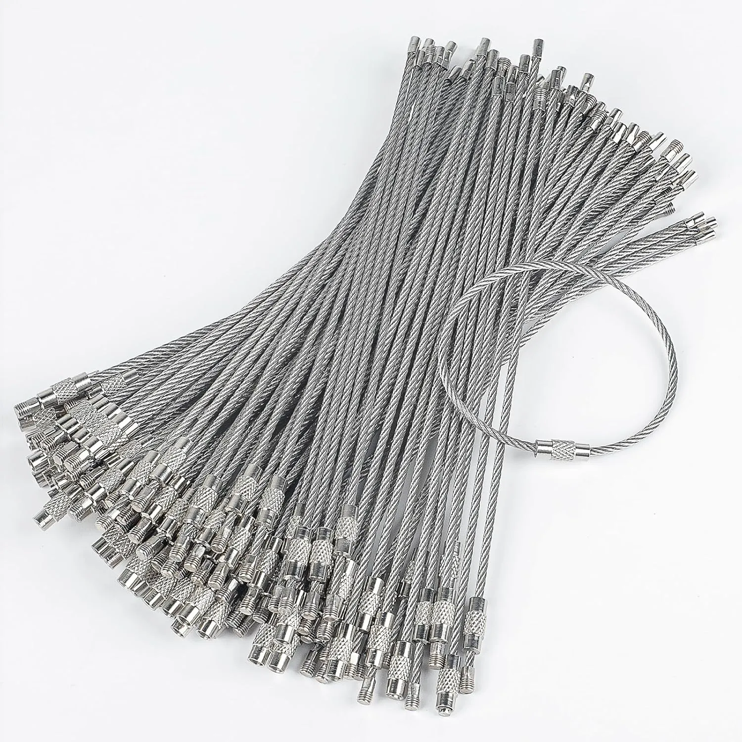 Pawfly 6 Inch Wire Keychain Cable Large Stainless Steel Key Ring Loop for Outdoor Hiking Connectable Luggage Tag Keeper