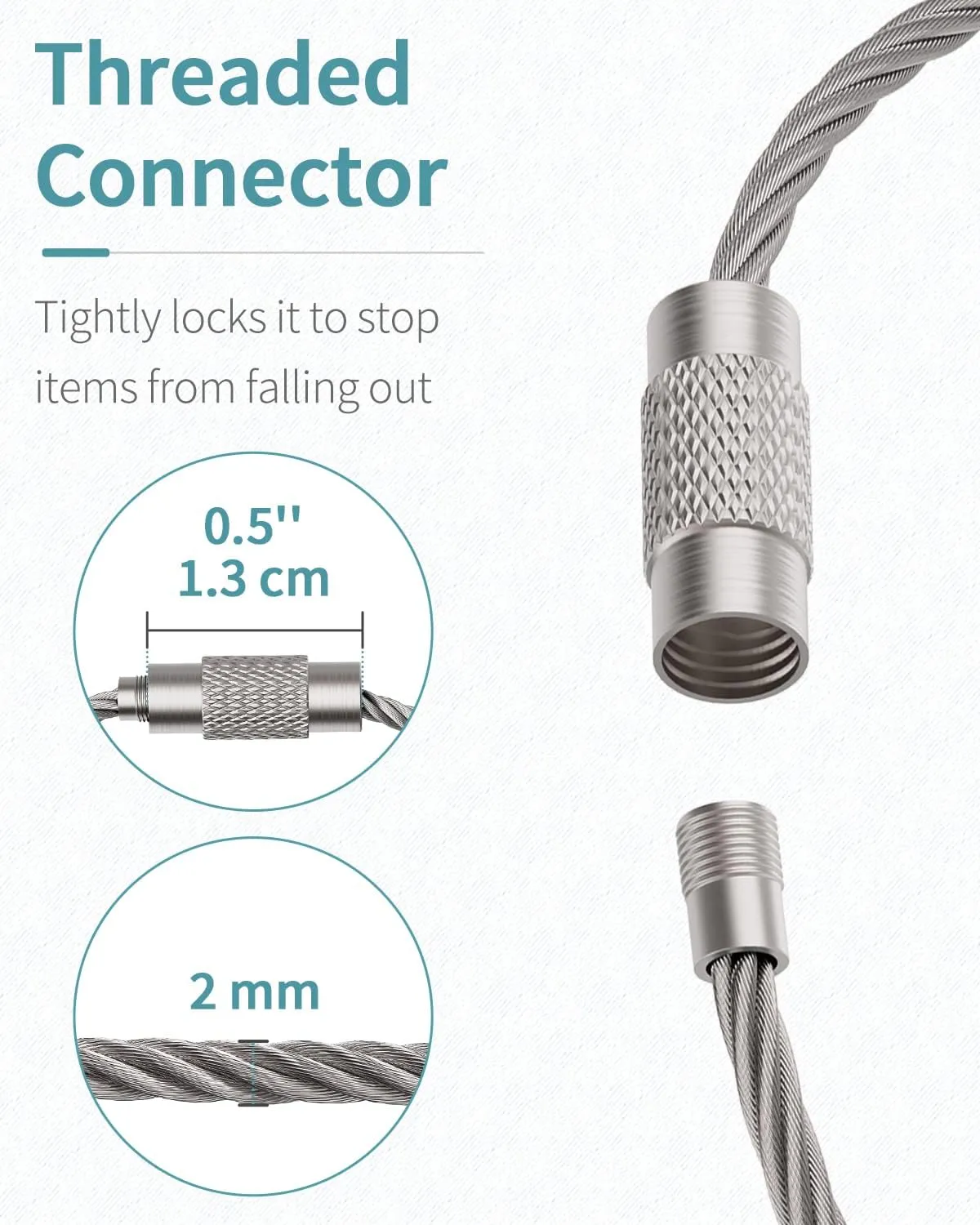 Pawfly 6 Inch Wire Keychain Cable Large Stainless Steel Key Ring Loop for Outdoor Hiking Connectable Luggage Tag Keeper
