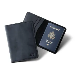 PEGAI Personalized Leather, Passport Holder For Travel | Handmade Passport Wallet Cover Case | Travel Document Holder, Passport Cover for Men, Women, and Family | Pike (Charcoal Black)