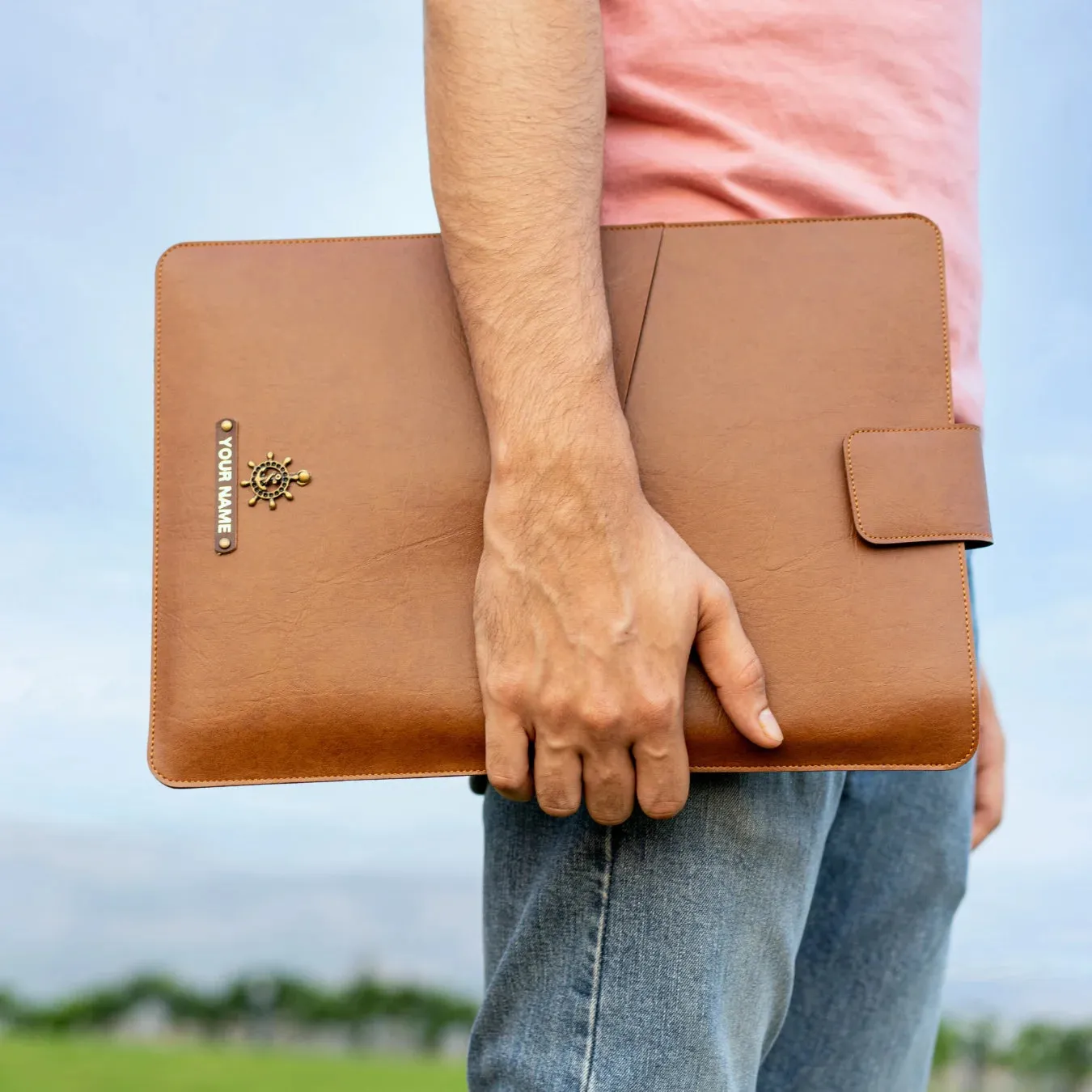 PERSONALISED LAPTOP/ DOCUMENT SLEEVE (13 Inch) - TAN