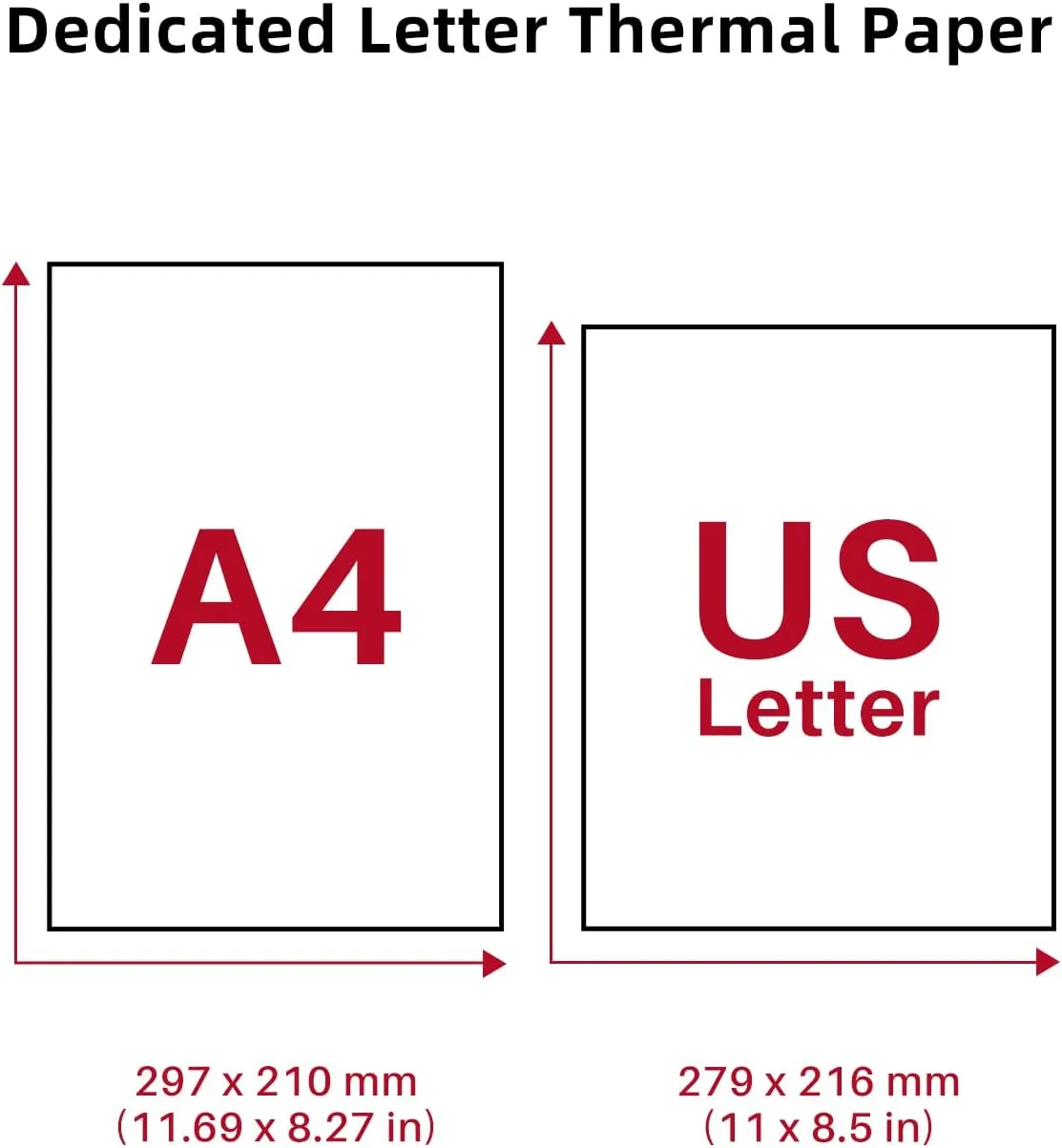 Phomemo US Letter Thermal Printer Paper, Advanced Thermal Printing, Phomemo Paper Compatible with COLORWING M08F-Letter, M832, M834, MT800/MT800Q Portable Printer, 8.5" x 11", 200 Sheets