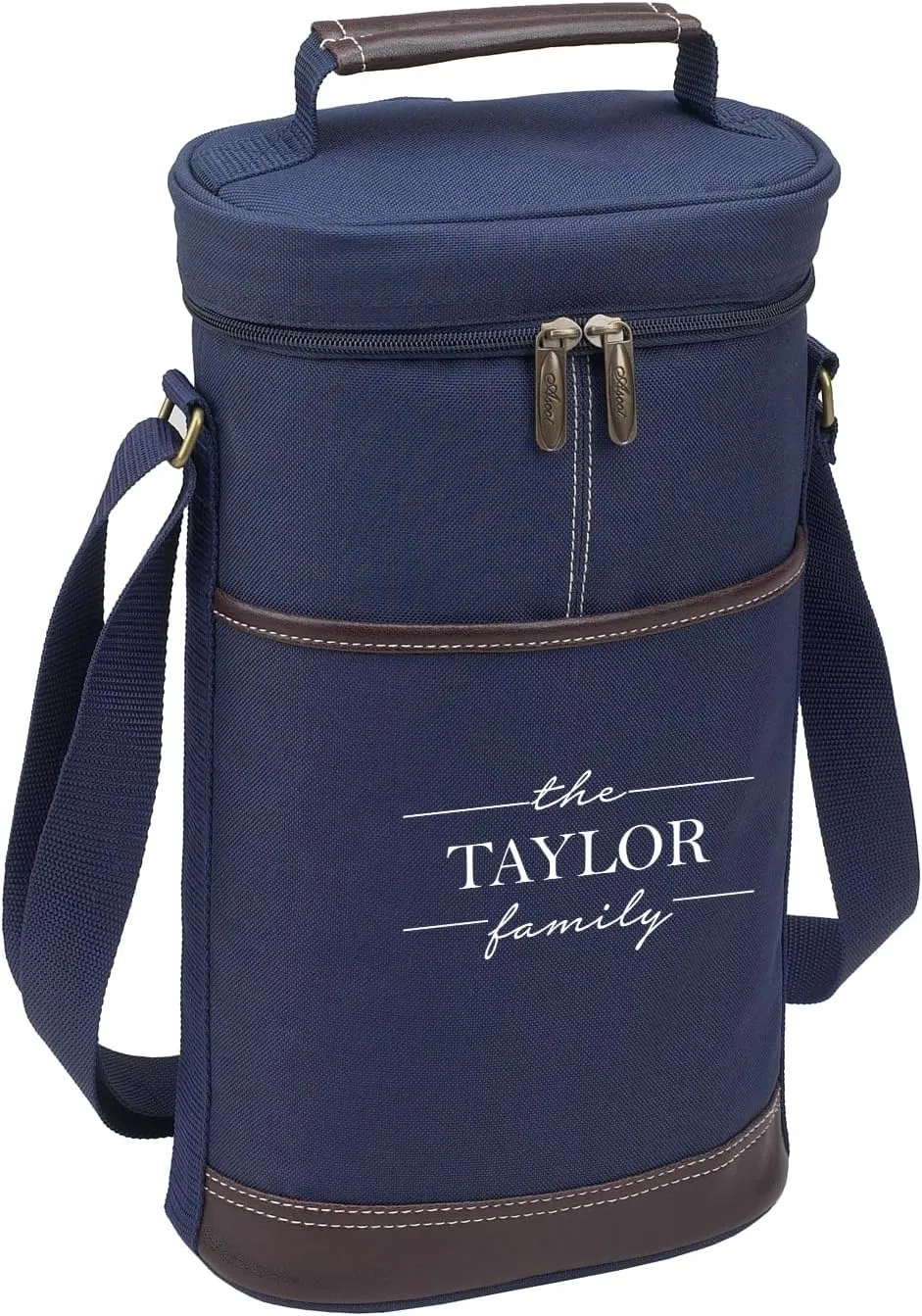 Picnic at Ascot Personalized Insulated 2 Bottle Travel Wine Tote with Corkscrew & Shoulder Strap -Designed & Assembled in The USA