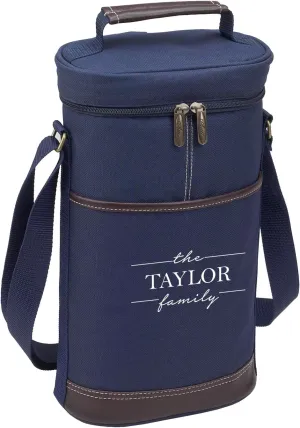 Picnic at Ascot Personalized Insulated 2 Bottle Travel Wine Tote with Corkscrew & Shoulder Strap -Designed & Assembled in The USA