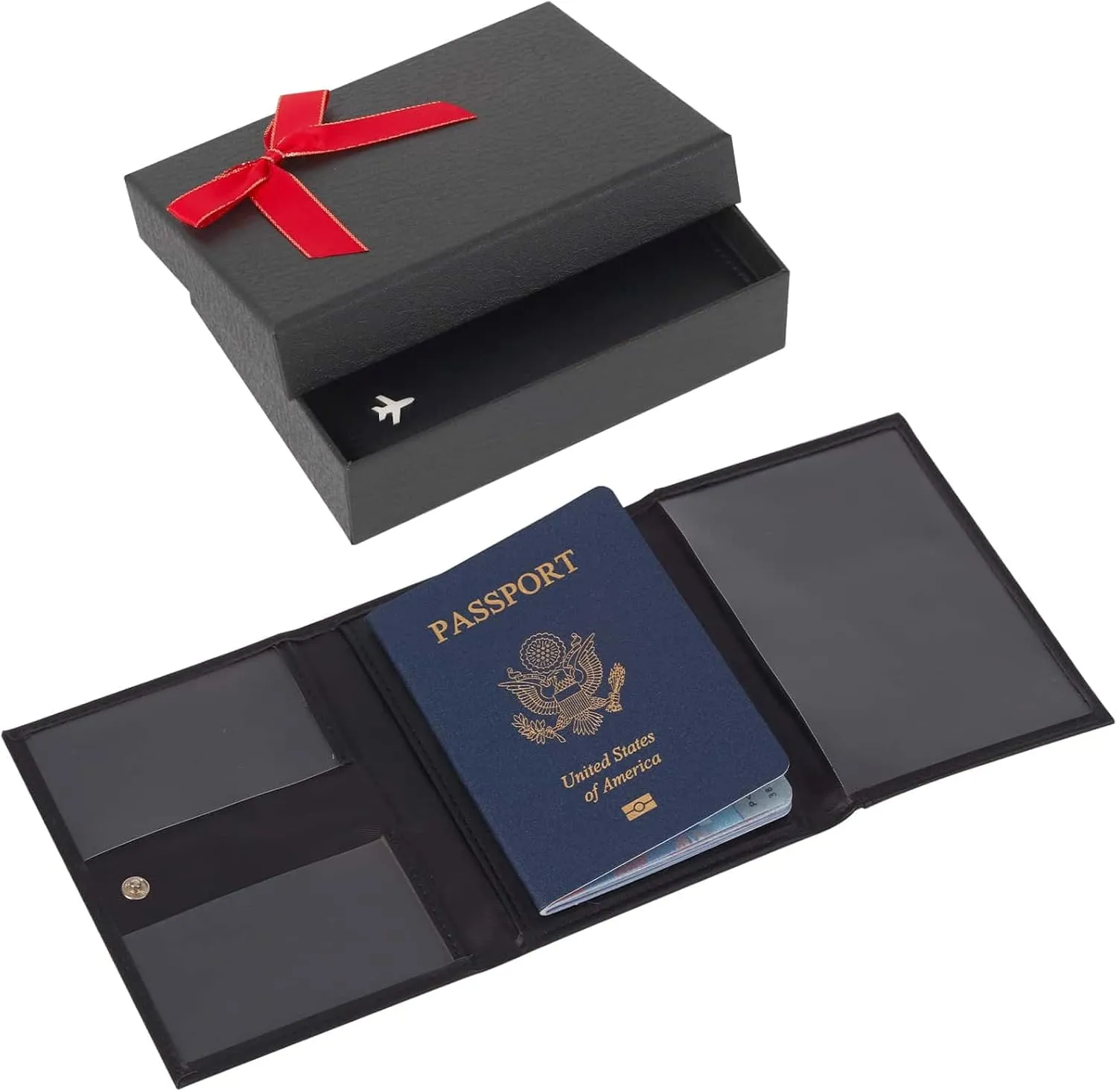 Pilot Wallet Passport Holder for Travel - RFID Blocking Genuine Leather Travel Document Holder with Gift Box Passport Wallet for Pilots Men and Women