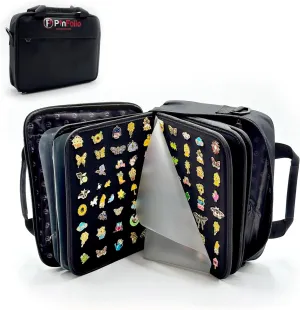 PinFolio Pro Pin Display Bag, Large Sports Pin Book Designed for Storage & Easy Trading Up to 1,000 1-Inch Enamel Pins (Black)