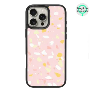 Pink Peony Terrazzo - iPhone 16 Pro Max Frosted Black Bumper MagSafe Case