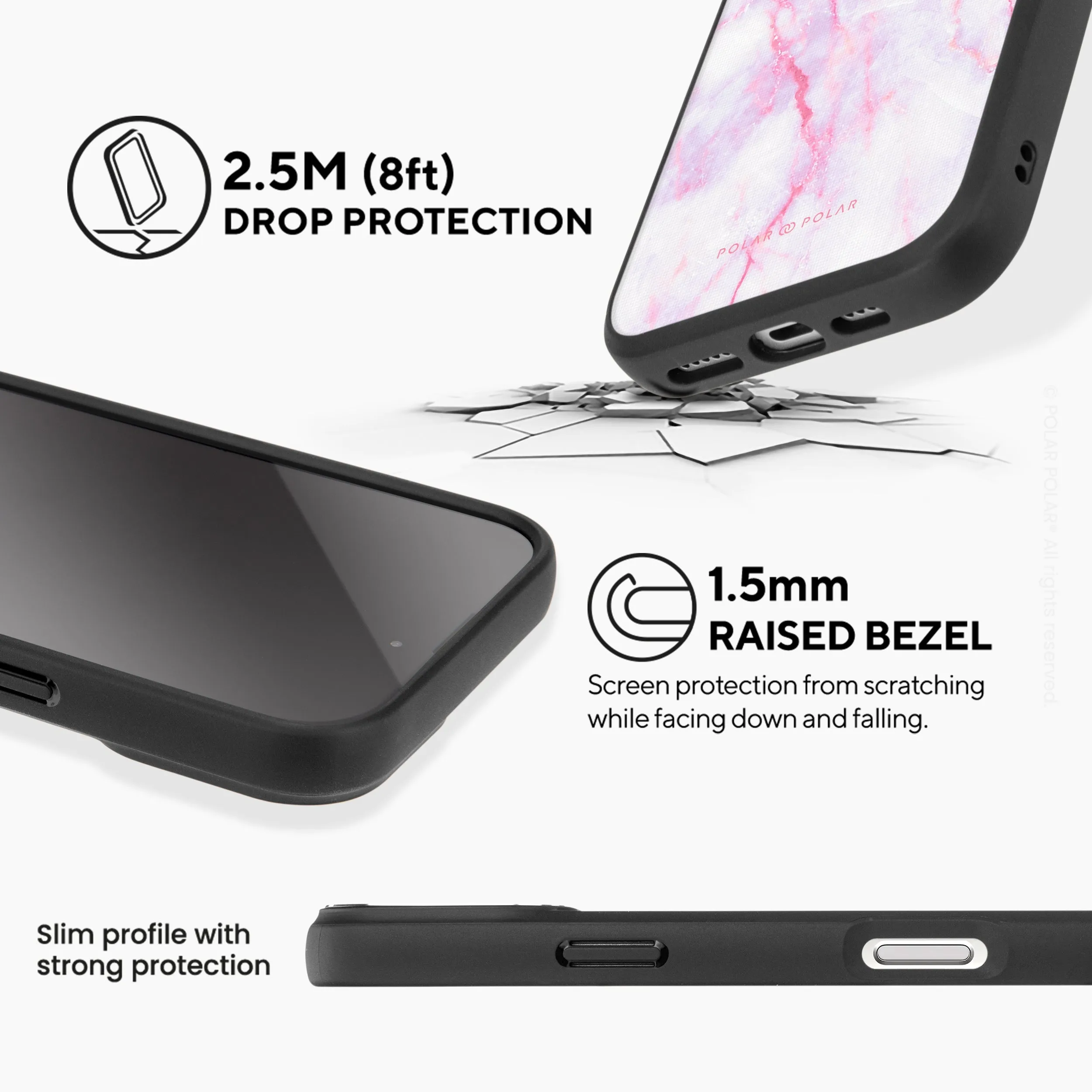 Pink White - iPhone 16 Pro Max Frosted Black Bumper MagSafe Case