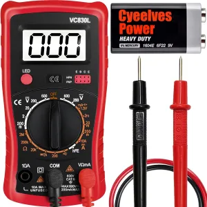 Pocket Digital Multimeter, Multifunction Battery Tester with LCD Backlight Display, Multimeters with Test Wire Pens, Multimeter with AC DC Voltmeter, Voltage Tester Measure DC Current Resistance Diode