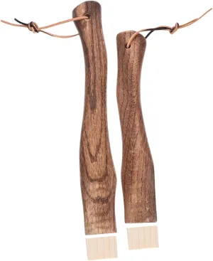 POPETPOP 2Pcs Curved Wooden Axe Handle Replacement for Hatchet Hammer Ergonomic Solid Wood Handles with Hanging Holes Versatile Use for Camping Gardening and Outdoor Survival