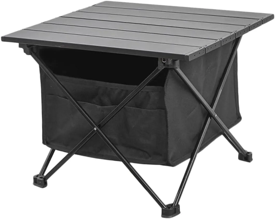 POPETPOP Portable Tailgating Folding Table Storage Bag Compact Outdoor Picnic Desk for Barbecue Beach Party and Camping High Stability Anti-Slip Foot Pads for Family and Friends