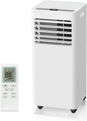 Portable Air Conditioners 8000 BTU,Quiet Portable AC Units for Rooms 3-IN-1 Cools Up to 375 Sq.Ft with Dehumidifier,Fan,Remote Control,24H Timer,Sleep Mode,Portable Cooling Conditioner for Bedroom