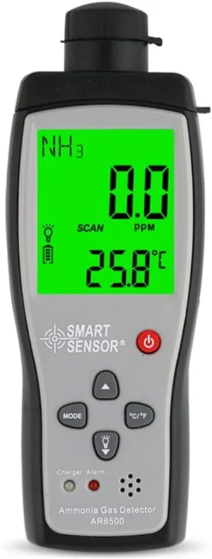 Portable Ammonia Gas Detector 0~100ppm LCD Backlight Rechargeable Li-Battery Powered Sensitive Alarm Digital NH3 Gas Concentration Monitor Tester Meter