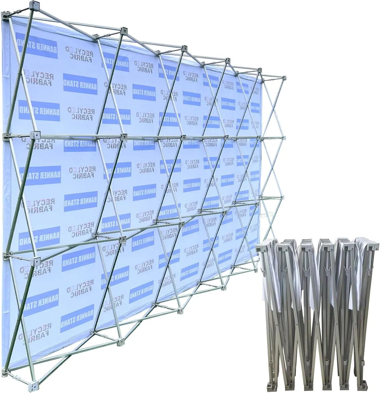Portable Backdrop Booth Frame 8'x8' Pop Up Display Stand Aluminum Tension Fabric Trade Show Exhibit Display Booth Frame Stand Banner Show Frame (Stand ONLY)