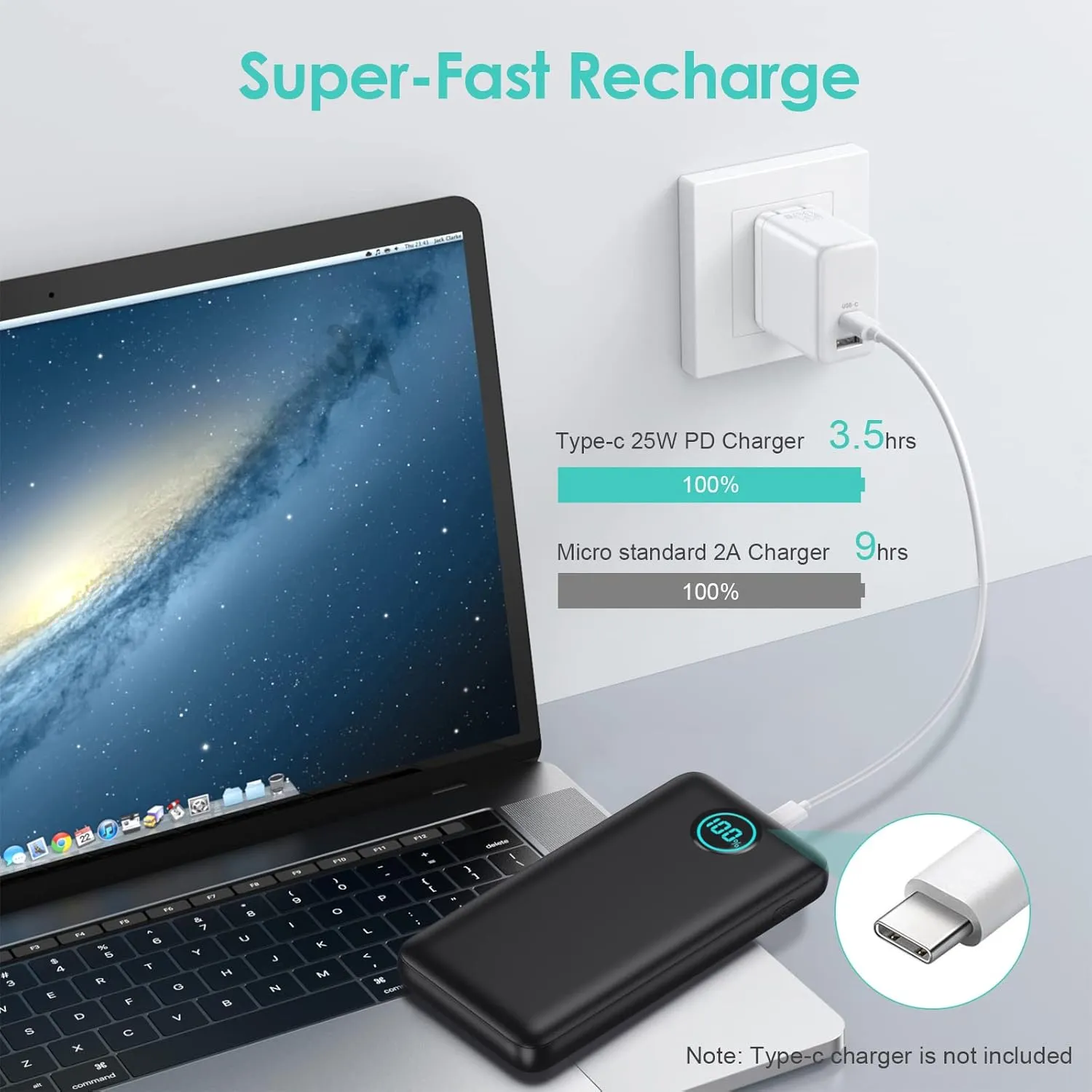 Portable Charger Power Bank 30,800mAh LCD Display Power Bank,25W PD Fast Charging  QC 4.0 Quick Phone Charging Power Bank Tri-Outputs Battery Pack Compatible with iPhone,Android etc(Black)