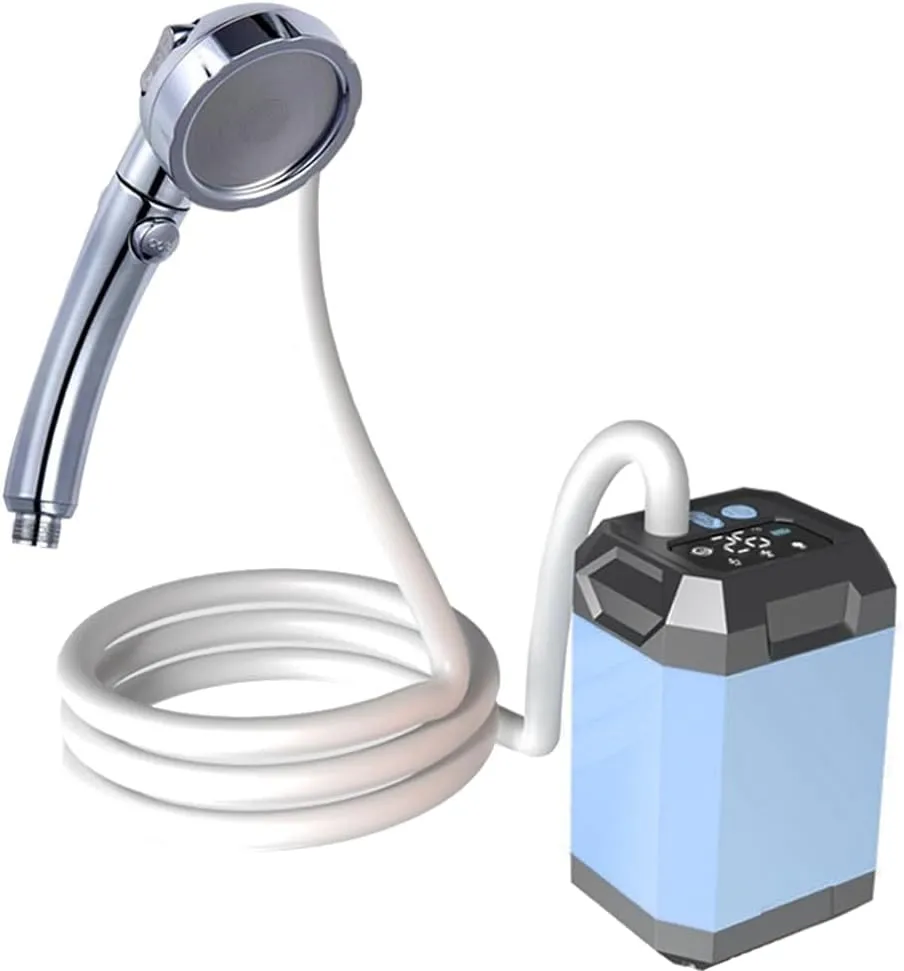 Portable Cordless Camping Shower Electric Shower Pump Reable Shower Large acity Hiking Traveling Shower Digital Display Bathe