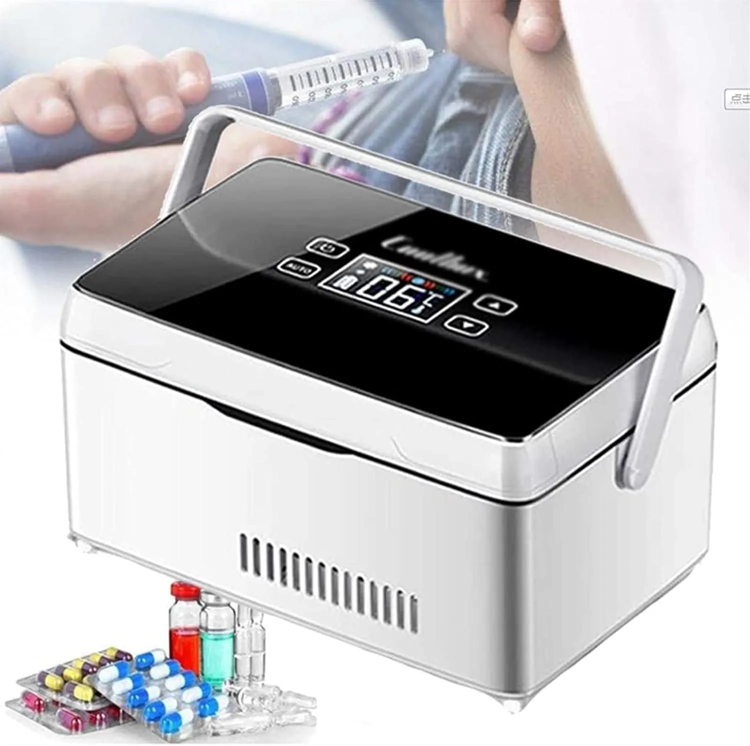 Portable Insulin Cool Box Medication Refrigerator for Medicines Mini Intelligent Electric Fridge Cool Bag Thermostat for Medical Cooler Bag for Travel (Battery Not Included)