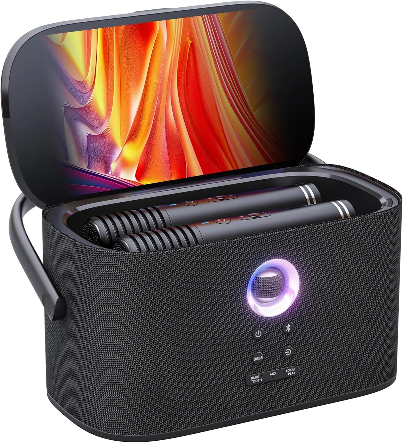 Portable Karaoke Machine for Adults, Built-in Lyrics Display and Screen, 2 Self-Charging Wireless Microphones, Karaoke App, 140W Speaker, Connects to TV for Home Party Birthday Outdoor Camping