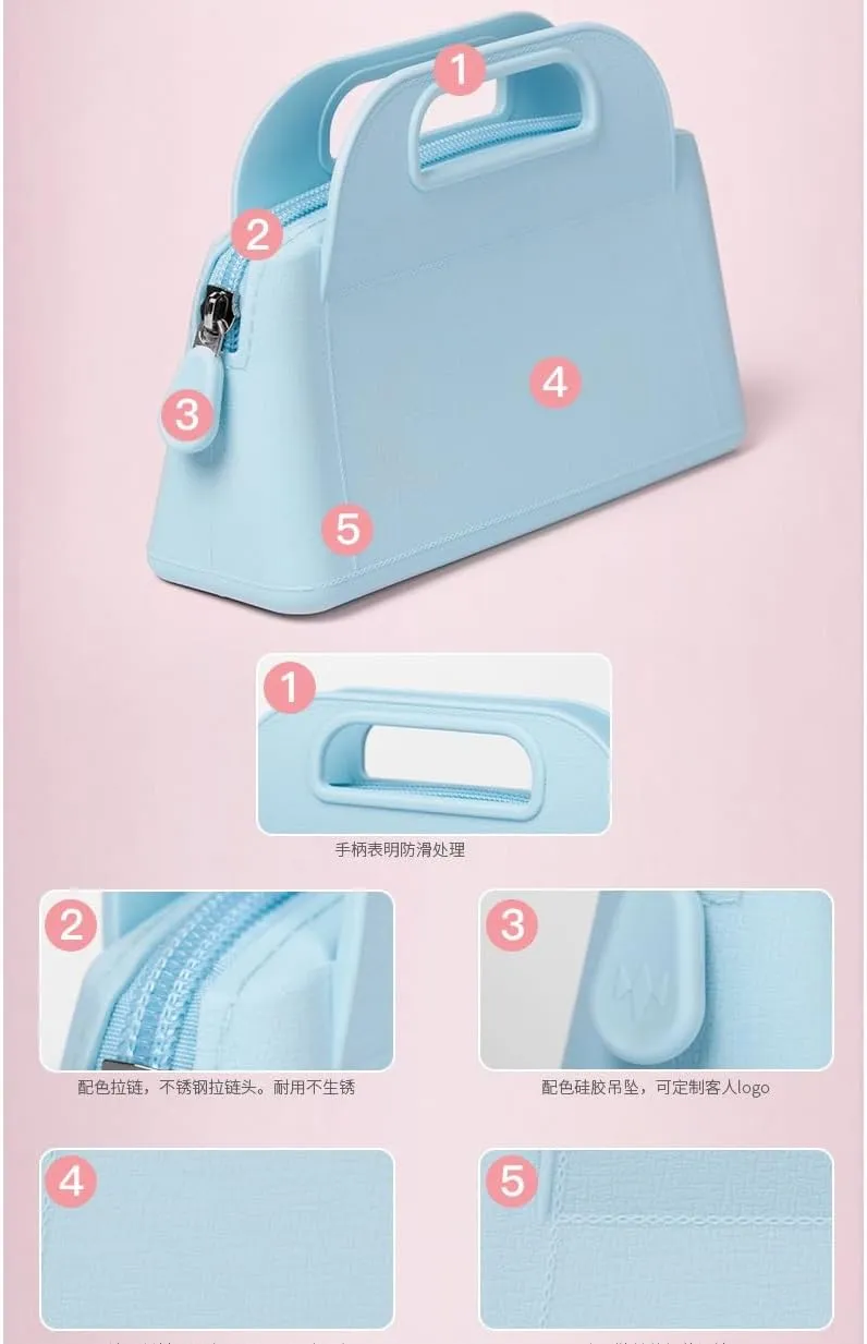 Portable Makeup Bag Silicone Beach Bag Portable Silicone Storage Bag(Blue)