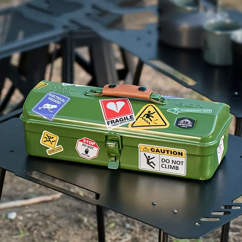 Portable Metal Tool Box with Stickers